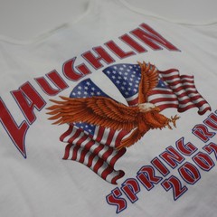 Vintage Laughlin Babe Pinup Sexy Tank Top Mens L White Biker Rally T Shirt Tee