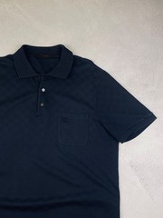 LOUIS VUITTON Men’s Damier Short Sleeve Polo Shirt Navy 100% Cotton Size L