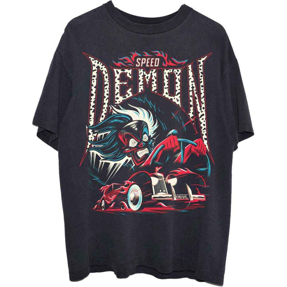 Disney 101 Dalmatians Cruella Speed Demon T-Shirt Black New