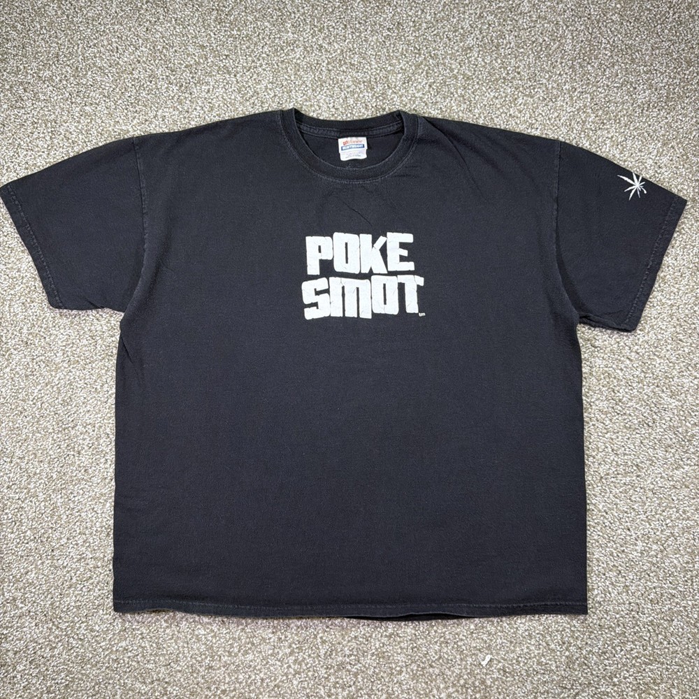 Vintage Poke Smot Tm Marijuana Tee Size XL 90s Black Tee 4:20 Cannabis