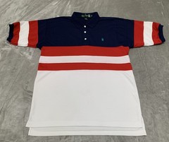 Vintage Red White Blue Shirt Mens Medium Polo Knights of Round Table Patriotic
