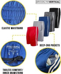 BROOKLYN VERTICAL Pack of 5 Men’s Mesh Athletic Basketball X-Large, Combo B