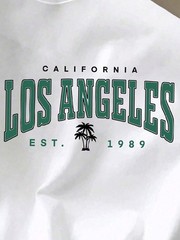 Men’s White Knitted Fabric T-Shirt With Los Angeles Graphic Print