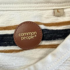 Mens Common People 100% Cotton Retro Minimalist Striped Crewneck Tee (Large)