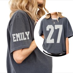 Comfort Colors Custom Name and Number Shirt, Custom Football Number T-Shirt