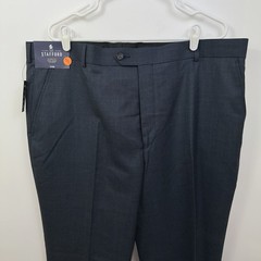 NWT Stafford Men’s 42 x 30 Classic Fit Flat Front Blue Travel Trouser Pants $70