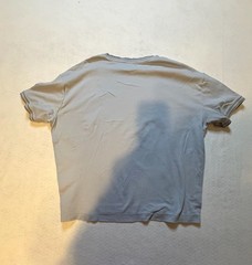 Express Men’s Light Gray Boxy Fit T-Shirt with Striped Trim Collar and Cuffs