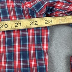 Chaps Plaid Button Down Shirt Mens M Red Blue Long Sleeve Easy Care Cotton Blend