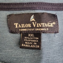 Tailor Vintage Mens XXL Long Sleeve Crew Neck Pullover Base Layer Blue Casual