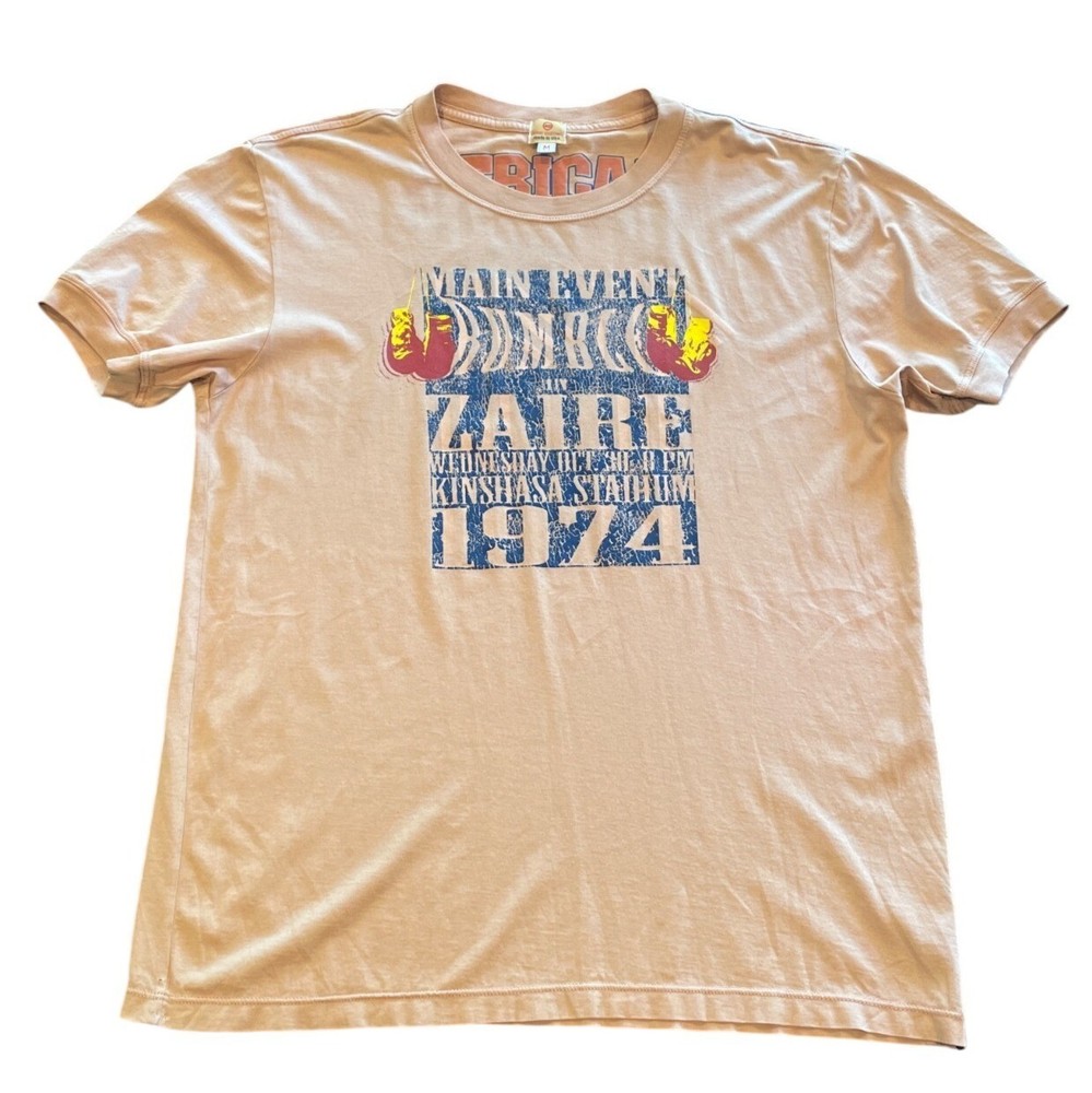 VTG 2005 AG Mens M/L Reversible Graphic Print Tee Crewneck Zaire African Lions