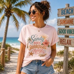 Sandy Toes Sunkissed Nose Beach Vacation Graphic Tee