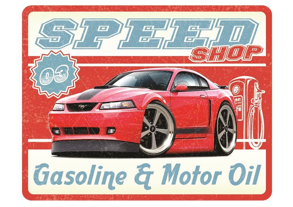 2003 2004 Ford Mach 1 Mustang Car-toon SPEED SHOP Wall Art Graphic Sticker