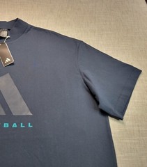 Adidas Basketball Tshirt XL Unisex Blue Aurora Ink Logo Tee High Neck