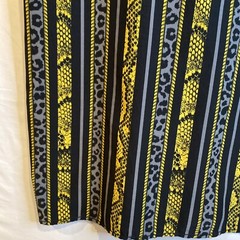 Stretch Drill Clothing Animal Print Mens Dress Shirt Black Yellow Grey Size M