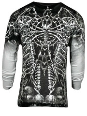 Xtreme Couture by Affliction Men’s Thermal Shirt CATACOMBS Skull Biker White