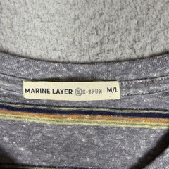 Marine Layer T Shirt Mens M / L Gray Black Striped Cotton Blend Casual Tee