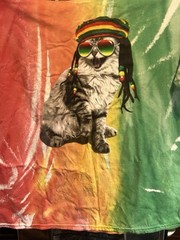 Cat Face Reggae Tie Dye T-Shirt 2XL (50/52) Colorful Psychedelic Graphic Tee