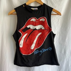 Sojara Rolling Stones 89 Tank Top Small Black Graphic Band Tee Sleeveless Cotton