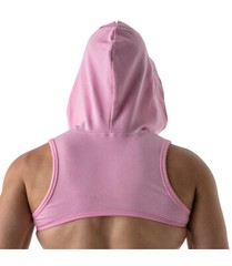 TOF PARIS Hoodie Harness Crop Top Very Soft Zip Pocket Jersey Shirt Pink 11