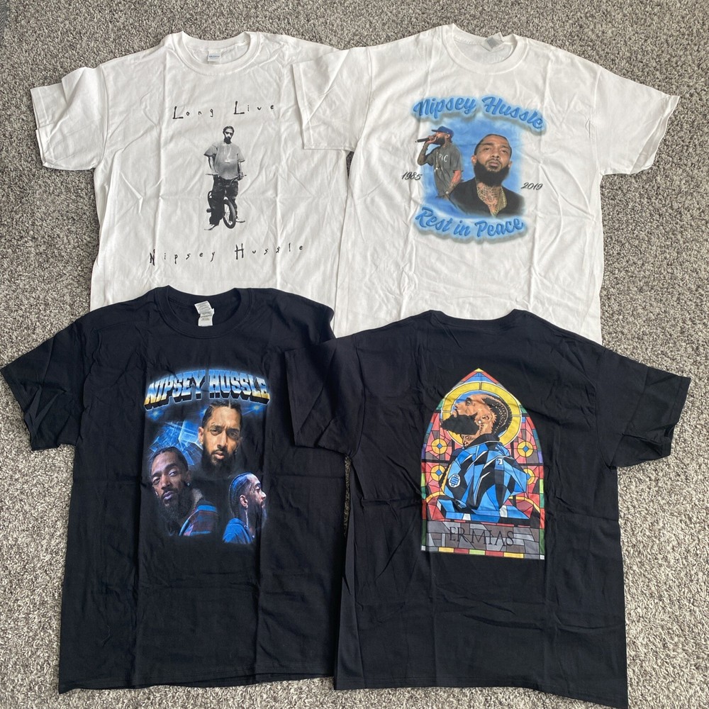Nipsey Hussle T-shirts – Size LARGE – Gildan – 4 Shirts