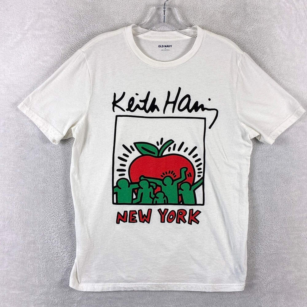 Keith Haring x Old Navy TShirt Mens S White NYC Streetwear Pop Art Graffiti 90s