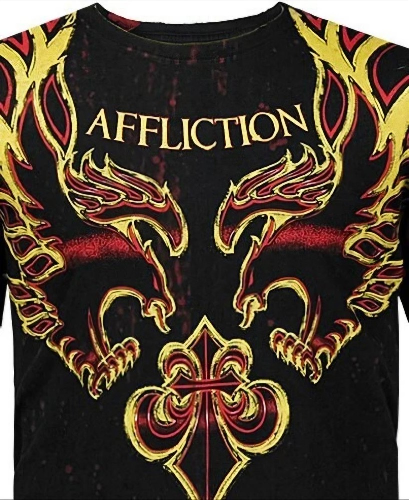 Affliction T-Shirt “MIKE V” 2XL NWT Black Burgundy Vintage