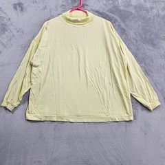 Vintage Top Mens L Yellow Long Sleeve Turtleneck Lightweight Cotton Casual
