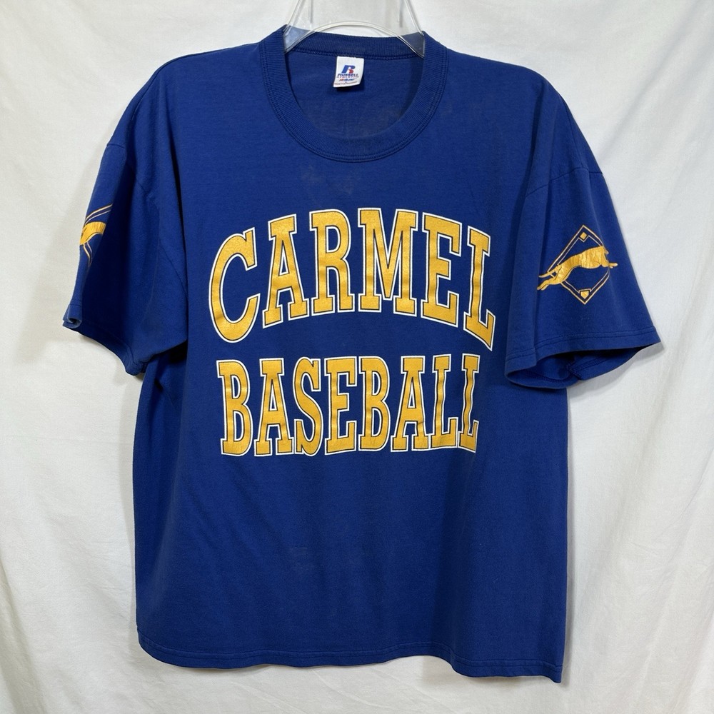 Vintage Carmel Baseball T-Shirt Greyhounds Baseball Shersey Russell Athletic L