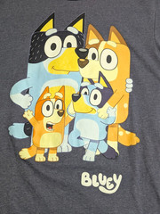 Bluey Family Graphic T-Shirt Size LG Adult Unisex Crew Neck Short Sleeve Heather
