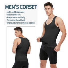 Men Compression Shirts Slimming Body Shaper Vest Tank Tops Abdomen Gynecomastia