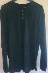 Lands’ End Mens XL Long Sleeve Henley Shirt Navy Blue