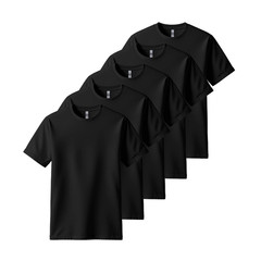 5-Pack Blank Black Gildan 5000 Heavy Cotton T-Shirts S-2XL