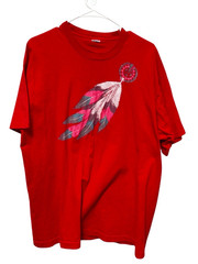 Vintage 90’s Pink Glitter Feather T Shirt Extra Large XL