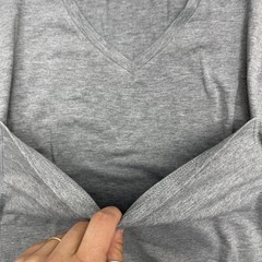 Solid Stretch Shirt Mens Large Gray V-Neck Tee Soft Jersey Basic Tagless Casual