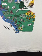 Vintage 90’s California Republic USA Map Art Logo Nature Drawing Color XL White