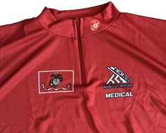 USMC Size L 26TH Marine Corps Marathon 2021 Medical Corpsman 1/4 Zip T-Shirt
