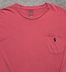 Polo Ralph Lauren Pocket Long Sleeve T-Shirt Nantucket Red Mens M Blue Pony