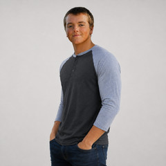 Hawk Men’s Black and Gray Pullover Henley Shirt Medium