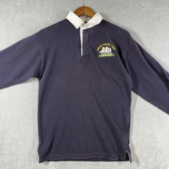 Front Row Heavyweight Rugby Shirt Mens Medium Navy Long Sleeve Sailing Crest