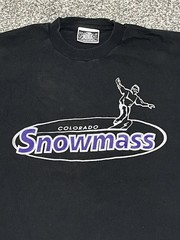 90s Vintage Ski Snowmass CO Colorado Skiing Blue Shirt Tee VTG XL Extra Large