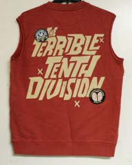 10.Deep Mens Red Fleece Sleeveless Shirt “Terrible Tenth Division” Size XL