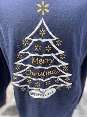 Jerzees Navy Blue Long Sleeve Crew Neck Walmart Christmas Tree Tee T Shirt XL