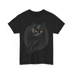 Black Cat Yellow Eyes T-shirt, Cats Lovers Cats Owner Women Men T-shirt