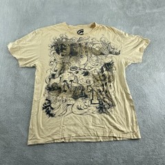 Y2K Ecko Unltd Beige Graphic Print T-Shirt 2XL 100% Cotton Mens Casual Wear 4135