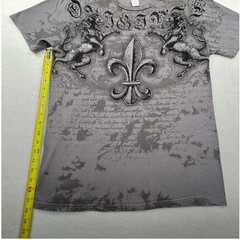 FSD (Four Seasons Design) VINTAGE Y2K Fleur di lis Lion T-shirt Gray Medium