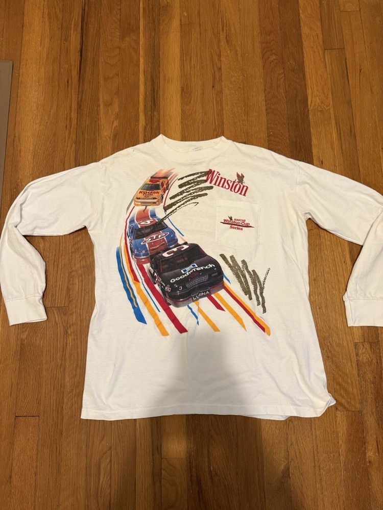 1990s Vintage NASCAR Winston Racing Men’s T-Shirt Size XL Long Sleeve