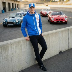 Carroll Shelby American Blue Two Stripe Waterproof Windbreaker