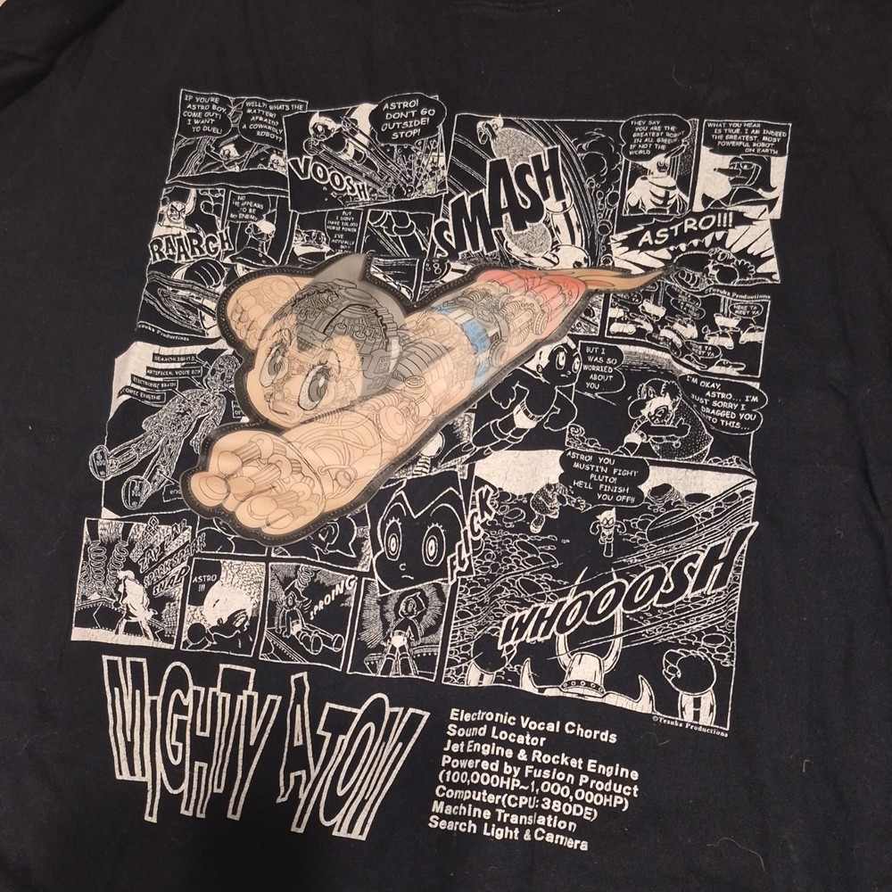 Astro Boy Men’s Black Graphic Print T-Shirt Crew Neck Short Sleeve