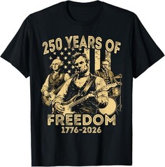Abraham Lincoln Playing Guitar 4th July 250th Anniversary T-Shirt
