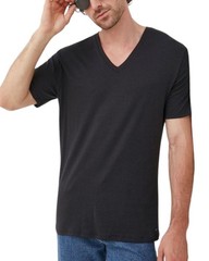 Michael Kors BR2V001023 Men’s V-Neck T-Shirt Black White Cotton Interior Choice
